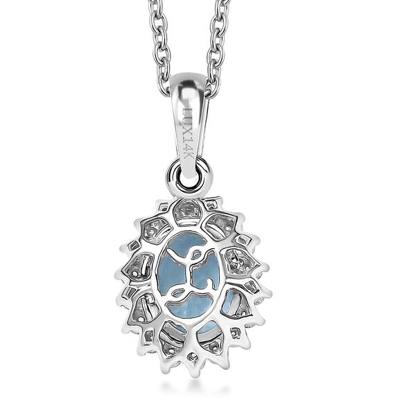 AAA Santamaria Aquamarin, Wei&szlig;er Diamant Schmuckset ca. 50 cm 585 Gold ca. 1.42 ct image number 4