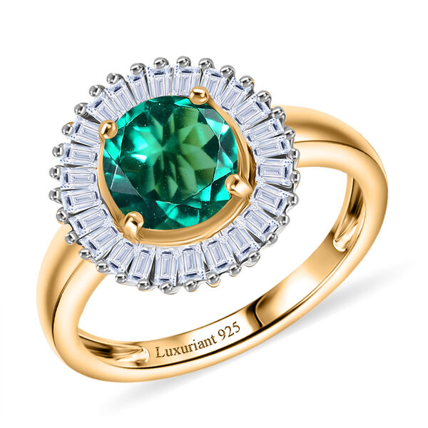 LUXURIANT DIAMANT - AAA Lab Grown Kolumbianischer Smaragd, Lab Grown Diamant Ring 925 Silber 750 Gelbgold Vermeil (Größe 17.00) ca. 1,54 ct image number 3