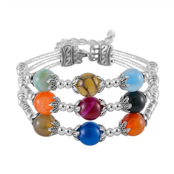 Mehrfarbiges Achat-Armband, 18 cm - 68,50 ct.