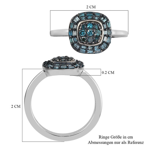 Blauer Diamant Ring 925 Silber platiniert  ca. 0,33 ct image number 6