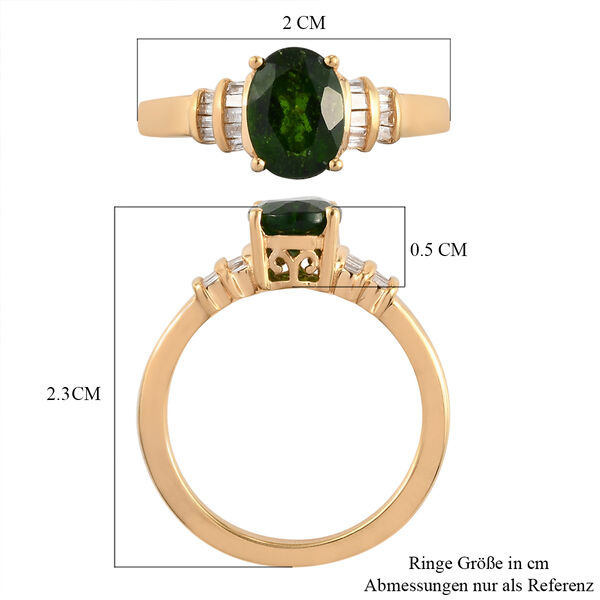 nat&uuml;rlicher Chromdiopsid und Diamant Ring 925 Silber vergoldet image number 7