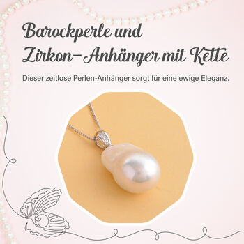 15-20mm Barockperle und Zirkon-Anh&auml;nger mit Kette