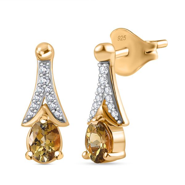 AA nat&uuml;rliche goldene Tansanit und Zirkon Ohrringe - 0,80 ct. image number 0