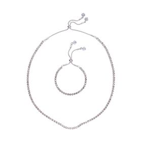 2er-Set- weiße Kristall-Halskette mit Armband- 104,5 ct.