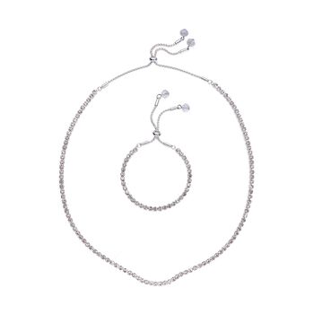 2er-Set- wei&szlig;e Kristall-Halskette mit Armband- 104,5 ct.