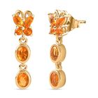 AA Salamanca Feueropal Ohrringe 925 Silber 750 Gelbgold Vermeil ca. 0,88 ct.