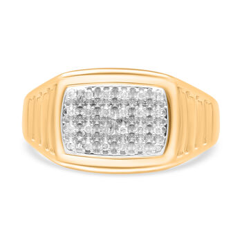 Wei&szlig;er Diamant P Ring 925 Silber Gelbgold Vermeil (Gr&ouml;&szlig;e 20.00) ca. 0.15 ct