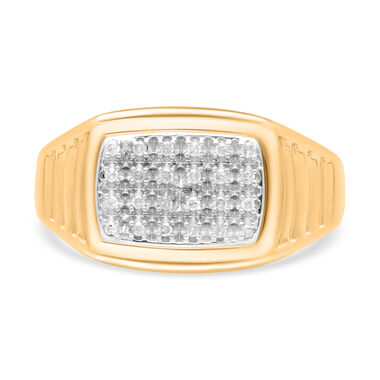 Weißer Diamant P Ring 925 Silber Gelbgold Vermeil (Größe 20.00) ca. 0.15 ct