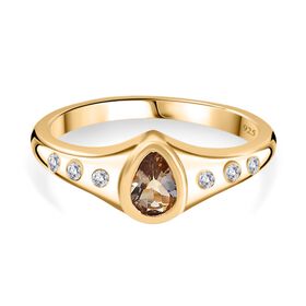 AA natürlicher, goldener Tansanit und Zirkon-Ring - 0,52 ct.