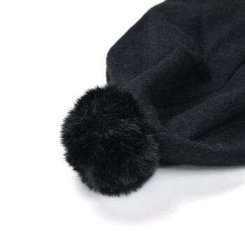 LA MAREY 2er-Set Kaschmir M&uuml;tzen und Handschuhen mit Mikropl&uuml;sch-Futter, Schwarz