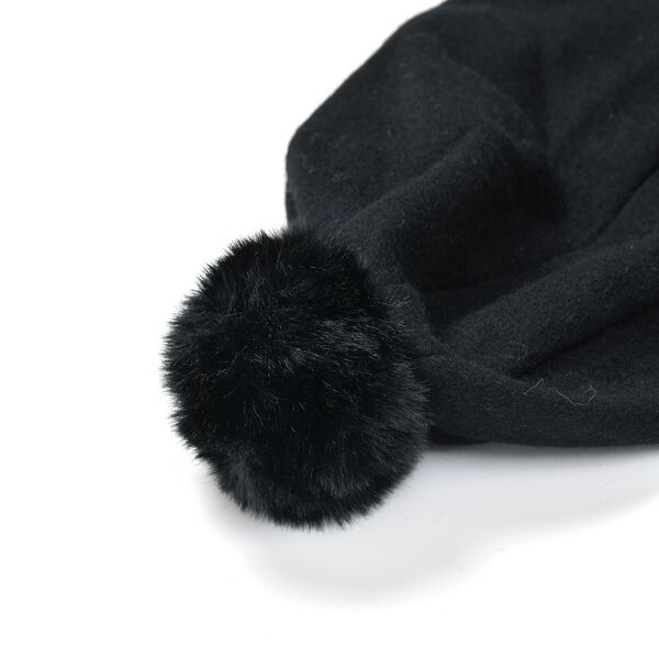 LA MAREY 2er-Set Kaschmir Mützen und Handschuhen mit Mikroplüsch-Futter, Schwarz image number 2