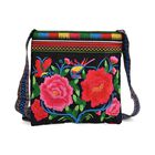 Bestickte Umhängetasche mit floralen Mustern, Boho-Stil, verstellbarer Trageriemen, 23x24?cm, Rote Rosen