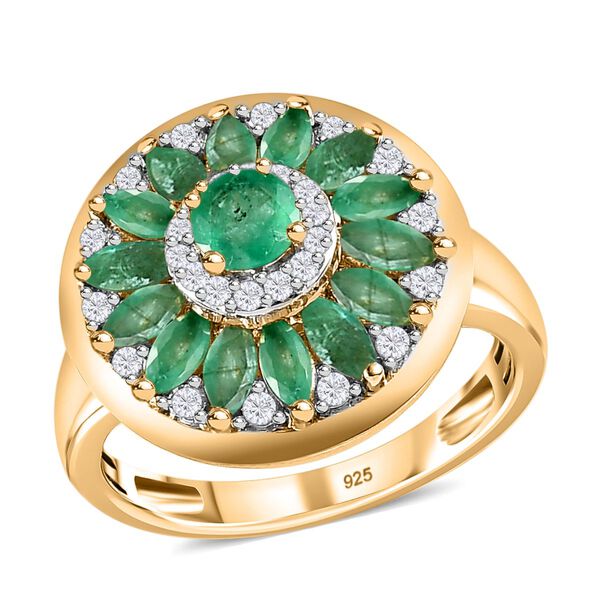 Smaragd und Zirkon Ring- 1,65 ct. image number 4