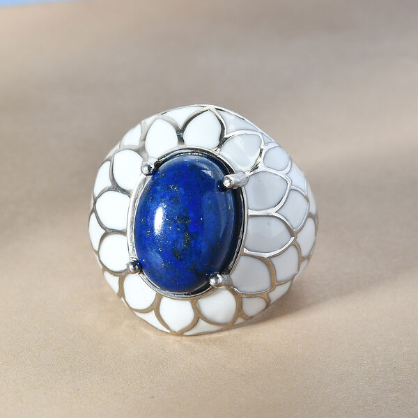 Lapislazuli Ring Messing platiniert  ca. 6,39 ct image number 2