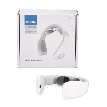 EMS Nackenmassageger&auml;t, 6 Modi, 15 Intensit&auml;ten, W&auml;rmfunktion und 1200 mAh Akku, 17,5x16x5,5cm, Wei&szlig;