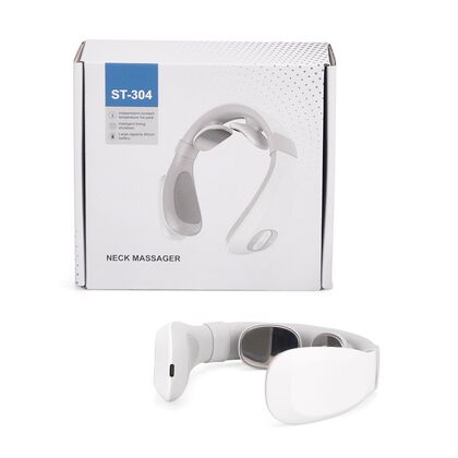 EMS Nackenmassageger&auml;t 6 Modi 15 Intensit&auml;ten W&auml;rmfunktion 1200 mAh Akku 17,5 x 16 x 5,5 cm Wei&szlig;