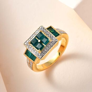 Grandidierit und Zirkon-Ring, 925 Silber Gelbgold Vermeil  ca. 1,58 ct