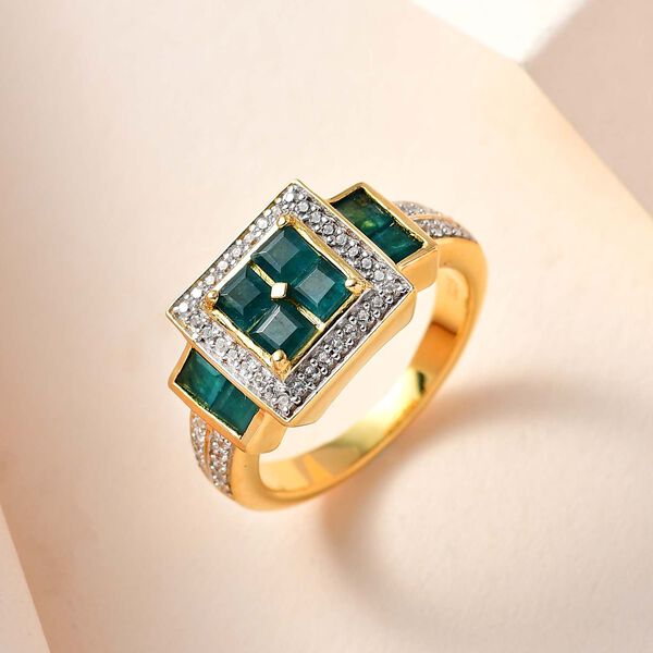 Grandidierit und Zirkon-Ring, 925 Silber Gelbgold Vermeil  ca. 1,58 ct image number 2