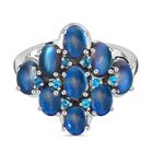 Aurora Mondstein, Neon Apatit Ring, 925 Silber platiniert, (Größe 20.00) ca. 4.62 ct