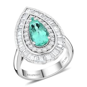 Chairman's Vault Collection - zertifiziert und geprüft RHAPSODY AAAA Paraiba Turmalin und VS-EF Diamant Ring in 950 Platin - 3,20 ct.