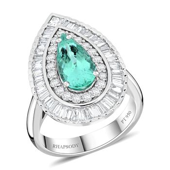 Chairman's Vault Collection - zertifiziert und gepr&uuml;ft RHAPSODY AAAA Paraiba Turmalin und VS-EF Diamant Ring in 950 Platin - 3,20 ct.
