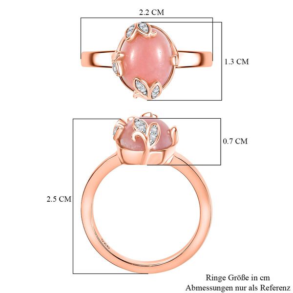 AA Vinicunca-Peruanischer Opal, Wei&szlig;er Zirkon Ring 925 Silber 750 ros&eacute;vergoldet (Gr&ouml;&szlig;e 21.00) ca. 2,40 ct image number 6