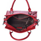 Echtes Leder mit Kroko-Prägung Handtasche mit Schulterriemen und Reißverschluss, Rot image number 3