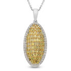 Gelber und Wei&szlig;er Diamant Cluster Anh&auml;nger mit Kette ca. 50 cm 925 platiniert 1.00 ct