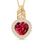 GP Amore Kollektion - Synthetischer Padparadscha-Saphir, Weißer Zirkon Schmuckset 925 Silber 750 Gelbgold Vermeil ca. 14,15 ct.