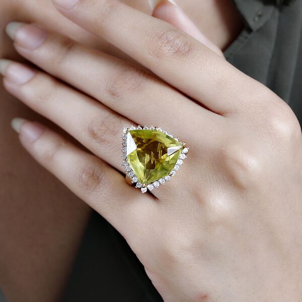 AA Ouro Verde Quarz und Zirkon Ring - 19,86 ct. image number 3