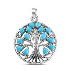 Amerikanischer, natürlicher Sleeping Beauty Türkis Lebensbaum-Anhänger, 925 Silber platiniert ca. 1.82 ct