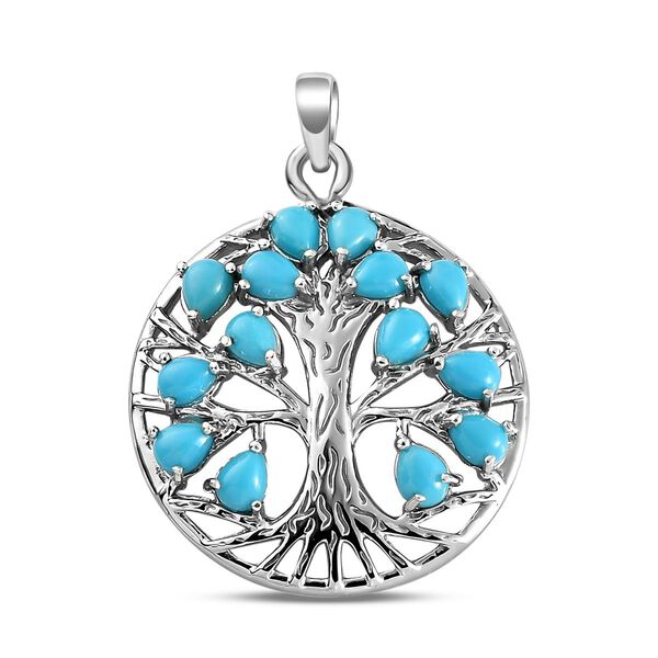 Amerikanischer, nat&uuml;rlicher Sleeping Beauty T&uuml;rkis Baum des Lebens Anh&auml;nger - 1,82 ct.