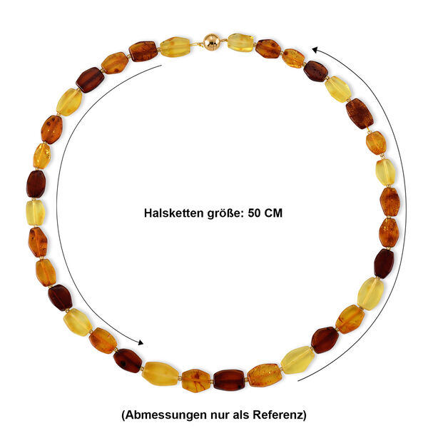 D'Joy Mehrfarbiger Nat&uuml;rlicher Baltischer Bernstein Halskette ca. 50 cm 925 Silber Vergoldet ca. 65.00 ct image number 5