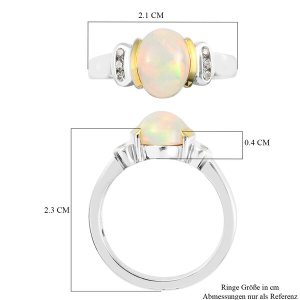 Nat&uuml;rlicher &Auml;thiopischer Opal und Zirkon Ring 925 Silber zweifarbige &Uuml;berzug image number 6