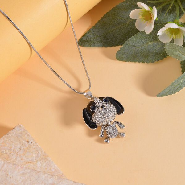 Blauer Kristall, Wei&szlig;er Kristall Halskette ca. 70 cm  emailliert image number 2