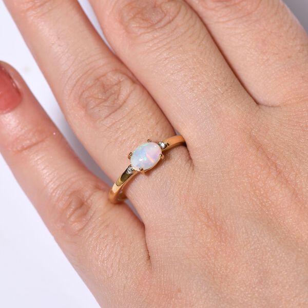 LUXURIANT DIAMOND- AA äthiopischer Welo Opal und Labor Diamant Ring und Anhänger image number 9