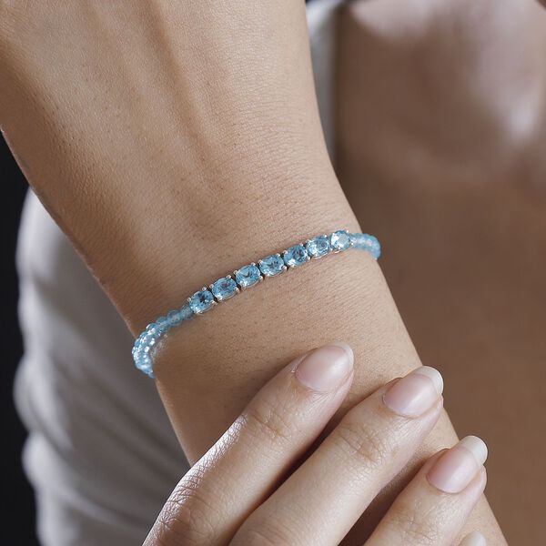 Blauer Apatit Armband ca. 18 cm + 3.5 cm Extender 925 Silber platiniert ca. 9.74 ct image number 3