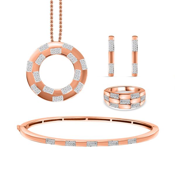 Wei&szlig;es Diamant-Schmuckset, Ros&eacute;goldton - 0,11 ct.