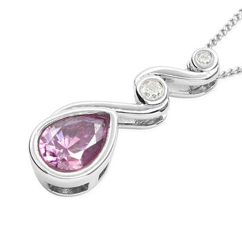 Rosa und wei&szlig;er Moissanit-Anh&auml;nger mit 45cm Kette - 0,75 ct.