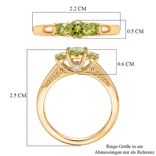 D'Joy Peridot Nat&uuml;rlicher Ring 925 Silber 750 Vergoldet (Gr&ouml;&szlig;e 17.00) ca. 0.58 ct image number 6