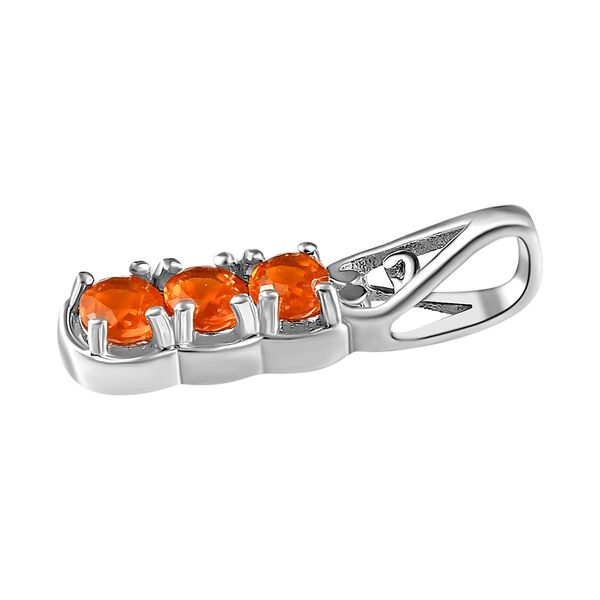 2er-Set-Salamanca Feueropal-Trilogie-Ring und Anhänger, 925 Silber platiniert, 0,70 ct. image number 8