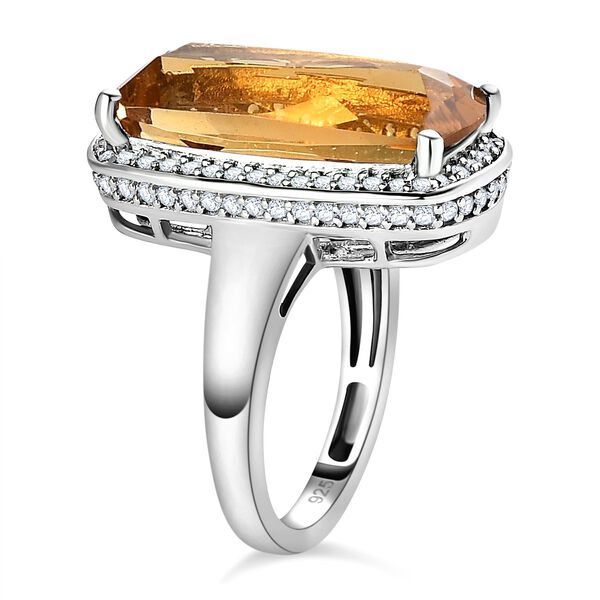 Citrin, wei&szlig;er Zirkon Ring, 925 Silber platiniert, (Gr&ouml;&szlig;e 17.00) ca. 12.92 ct image number 5