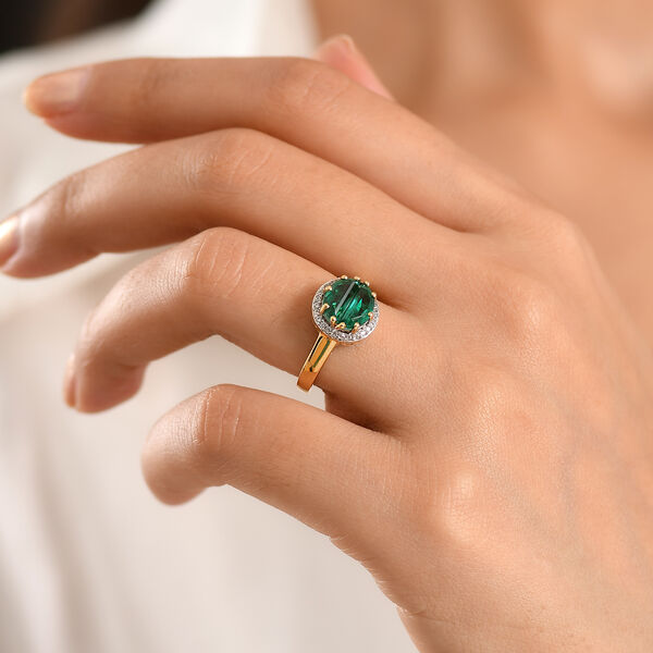 D'Joy Smaragd Triplett Quarz und Zirkon Ring - 2 ct. image number 3