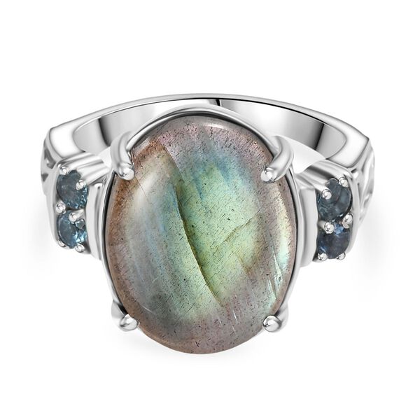 Labradorit, Himmelblauer Topas Ring 316L Edelstahl (Größe 20.00) ca. 9.96 ct image number 0