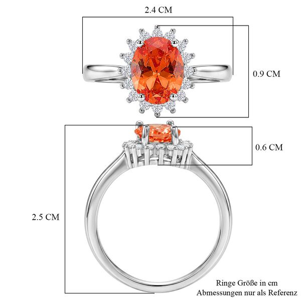 Orange Zirkonia, Wei&szlig;er Zirkonia Ring Nickelfreies Messing (Gr&ouml;&szlig;e 21.00) image number 6