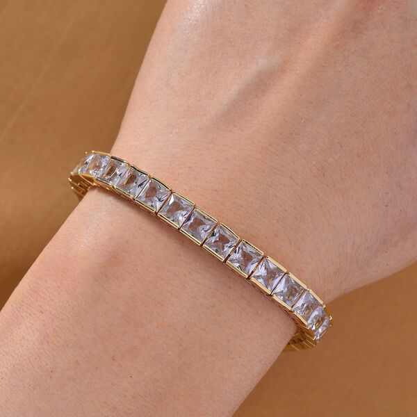 Weißer Zirkonia Armband ca. 18 cm mit 2.5 cm extender, goldfarben image number 1