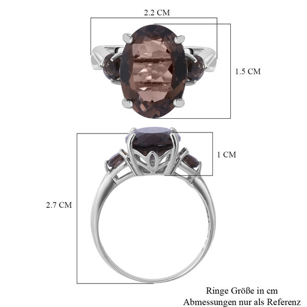 Rauchquarz Ring, 925 Silber platiniert (Gr&ouml;&szlig;e 16.00) ca. 5.81 ct image number 4