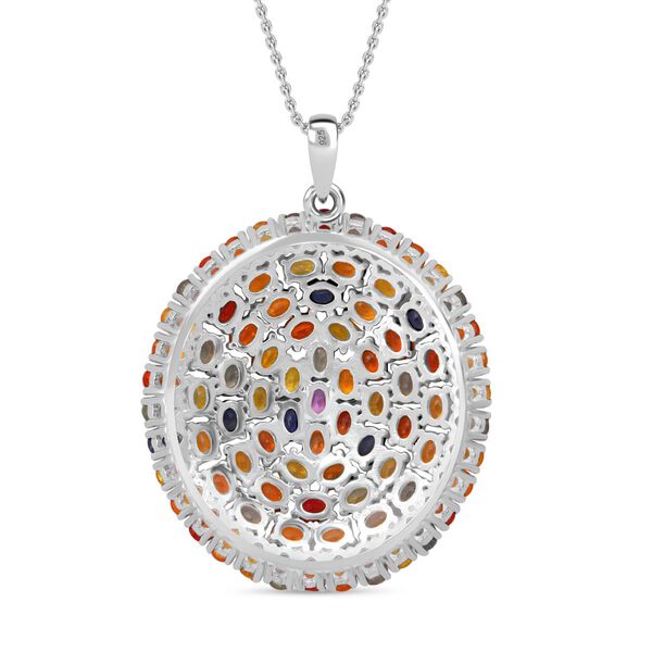 Blauer Saphir, Rosa Saphir Schmuckset 925 Silber rhodiniert ca. 18,15 ct. image number 4