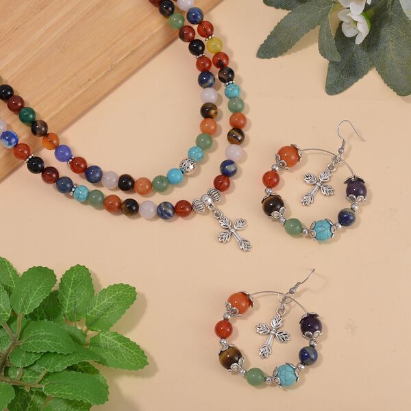 Mehrfarbig Edelsteine Schmuckset Reiner Edelstahl Schwarz oxidiert und Legierung Schwarz oxidiert ca. 540.00 ct image number 2