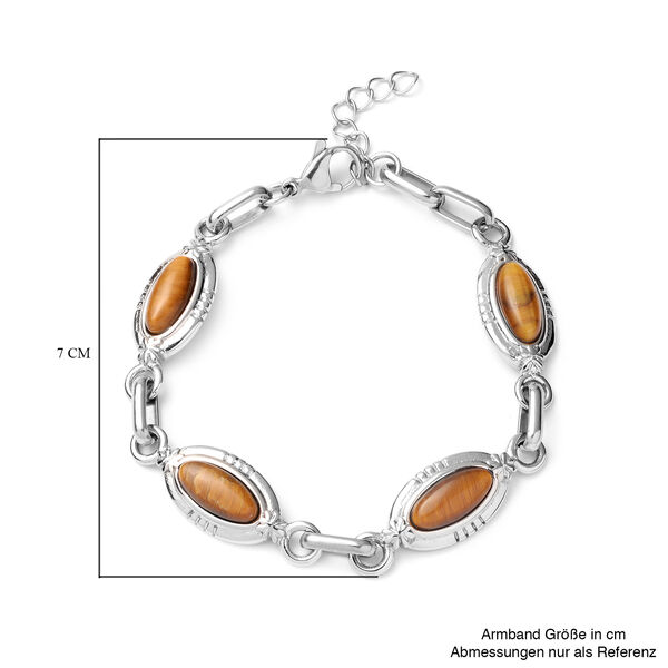 Tigerauge Armband 19 cm in Edelstahl ca. 10,00 ct image number 2